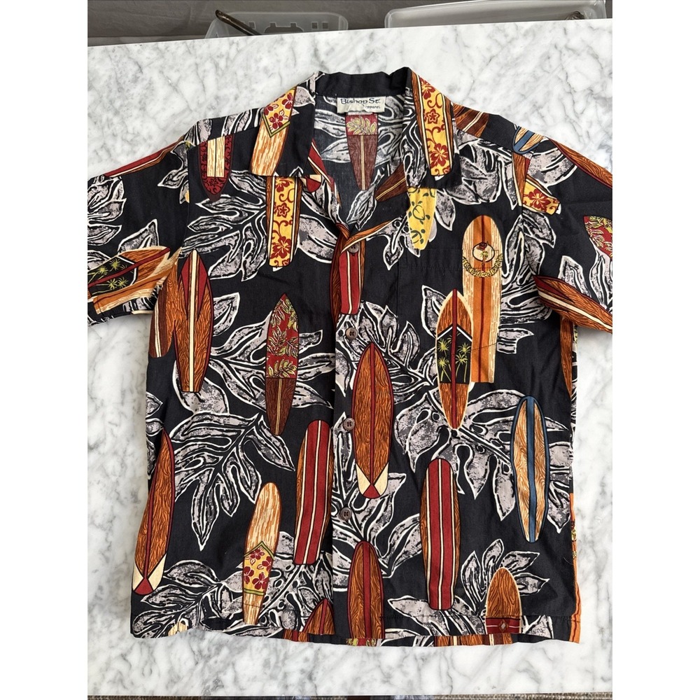 BOYS Bishop Street Made Hawaii Floral‎ SHORT SLEEVE BUTTON UP SHIRT Sz 10 Surf